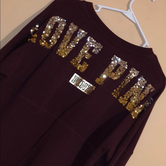 PINK Victoria's Secret Tops - Ombré Bling Burgundy VS PINK Sweatshirt